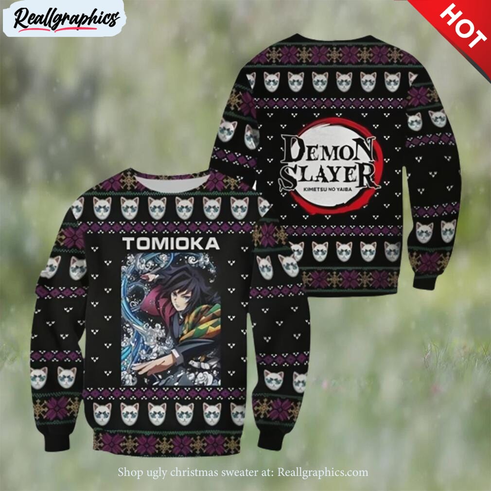 giyu tomioka ugly christmas sweater demon slayer anime xmas gift