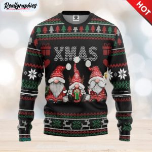 gnomes pattern ugly christmas sweater gift for men women
