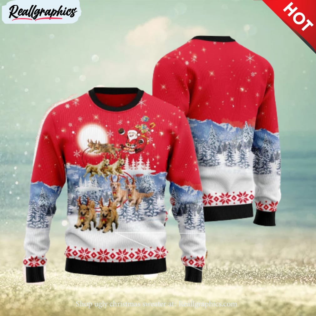 golden retriever santa claus special design for christmas holiday 3d sweater gift for christmas