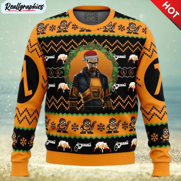 gordon freeman half life ugly christmas sweater