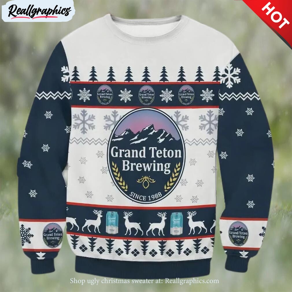 grand teton brewing beer ugly christmas sweater, gifts for beer lovers