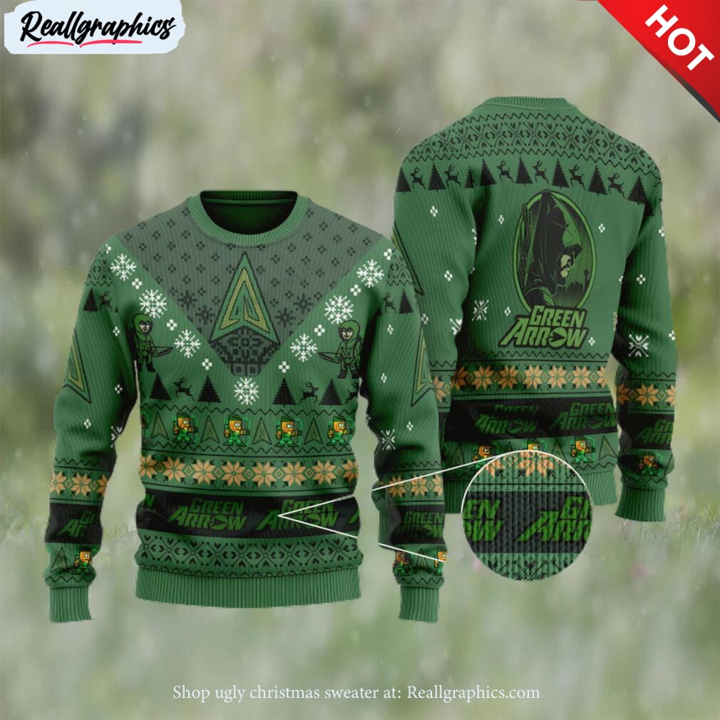 green arrow ugly christmas sweater