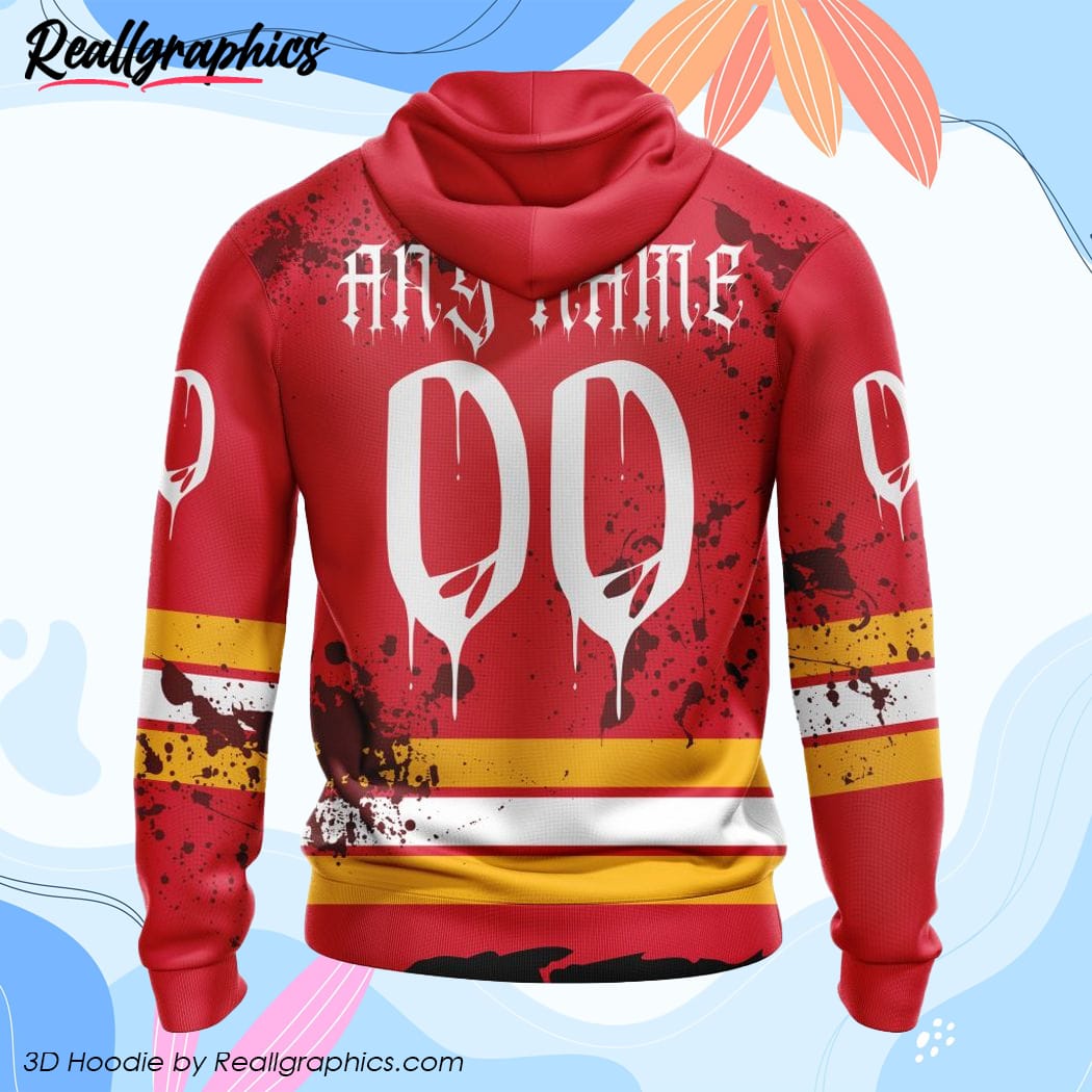 NHL Calgary Flames Custom Name Number Jersey Halloween Pullover Hoodie