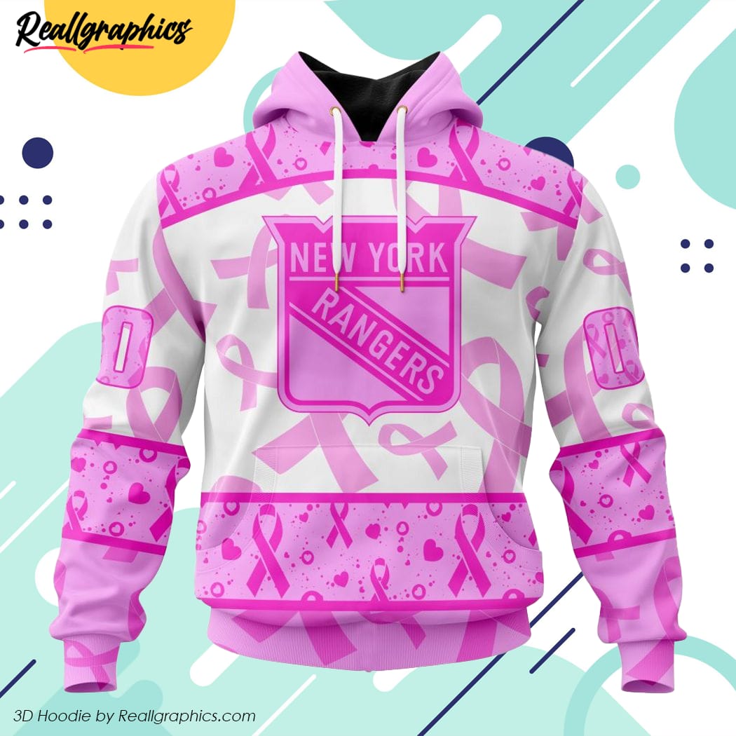 NHL New York Rangers Pink October Breast Cancer Awareness Hoodie: Show Your Support