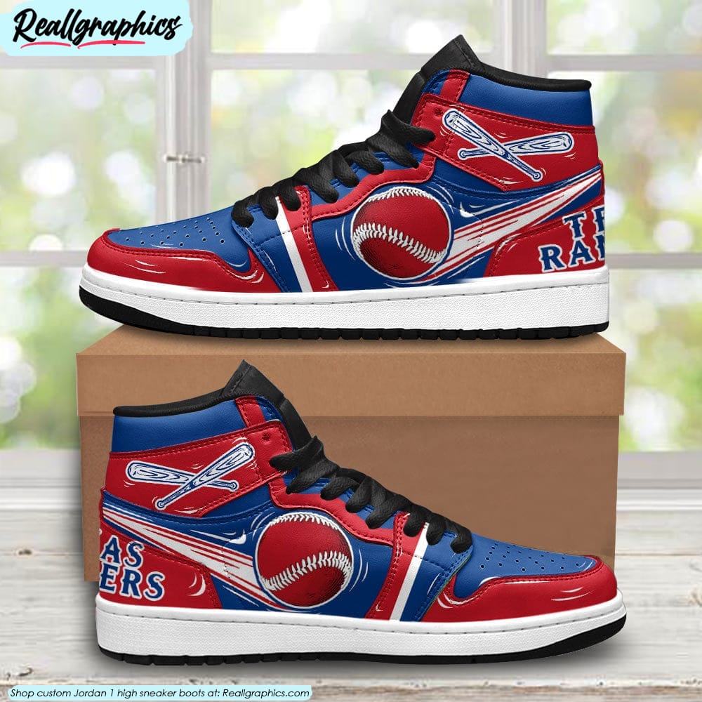 Texas Rangers Jordan 1 High Sneaker Boots: A Stylish MLB Gift For Fans