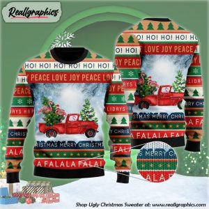 xmas-flamingos-ride-red-truck-ugly-christmas-sweater