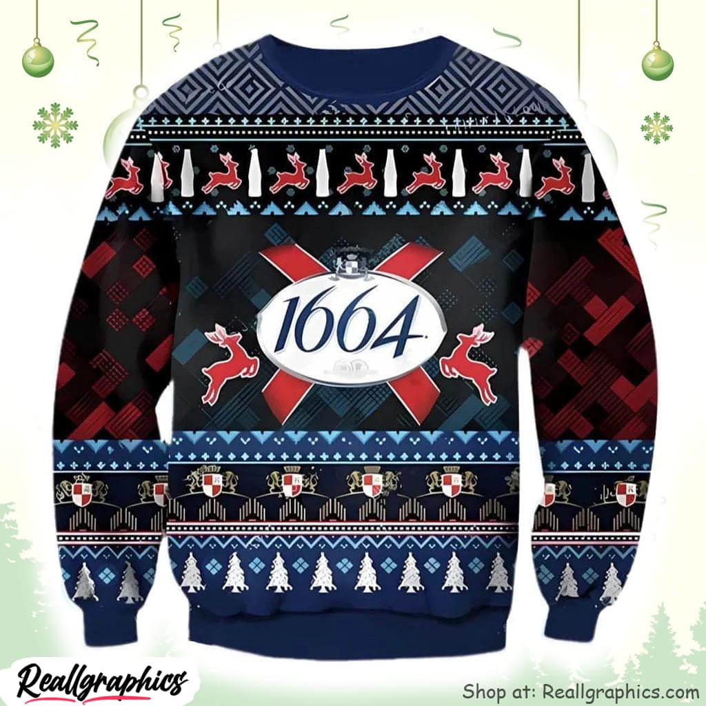 1664 white beer ugly christmas sweater, gift for christmas holiday