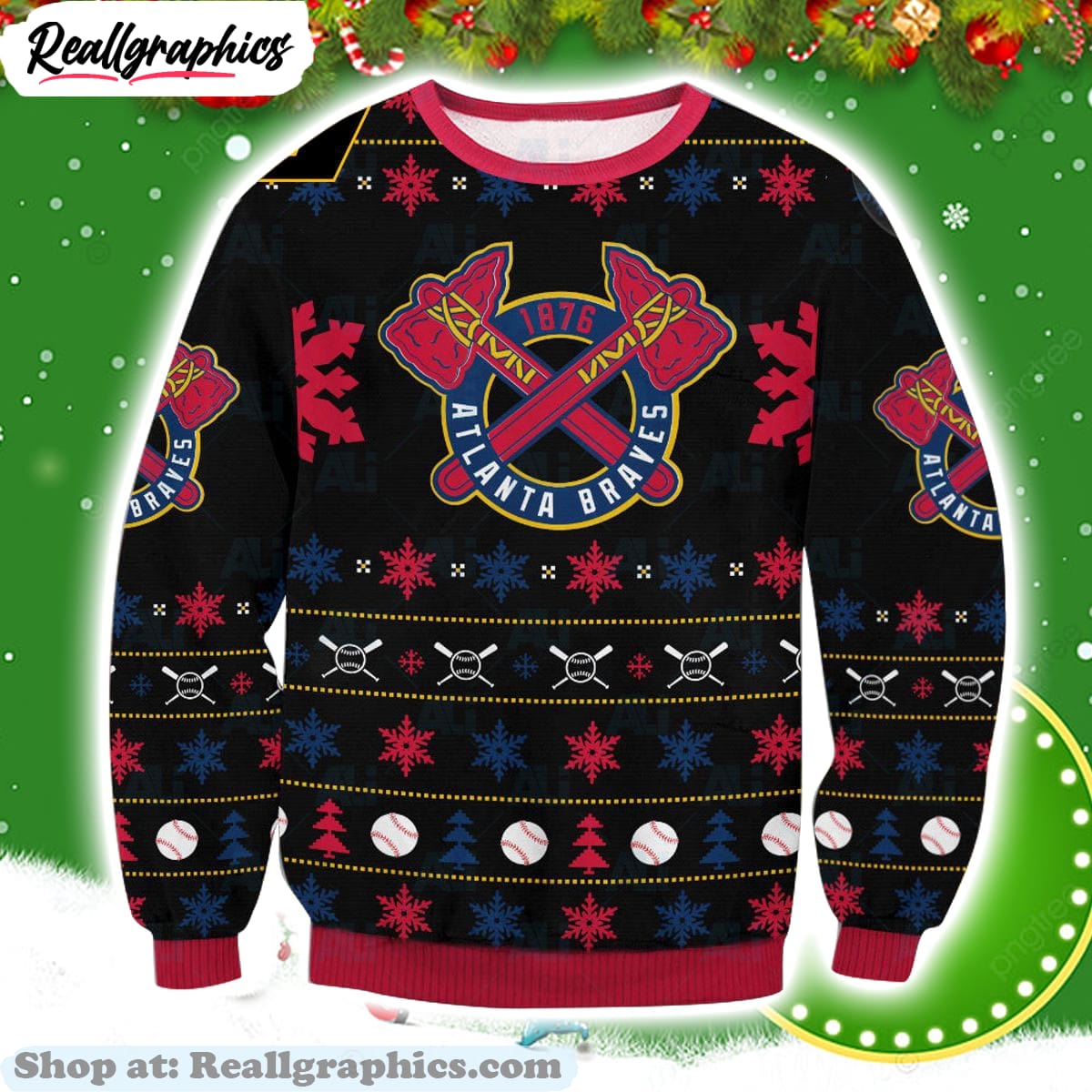 atlanta braves 3d ugly sweater christmas gift