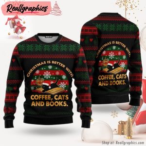 christmas-better-with-cat-coffee-books-black-red-ugly-christmas-sweater-for-men-women