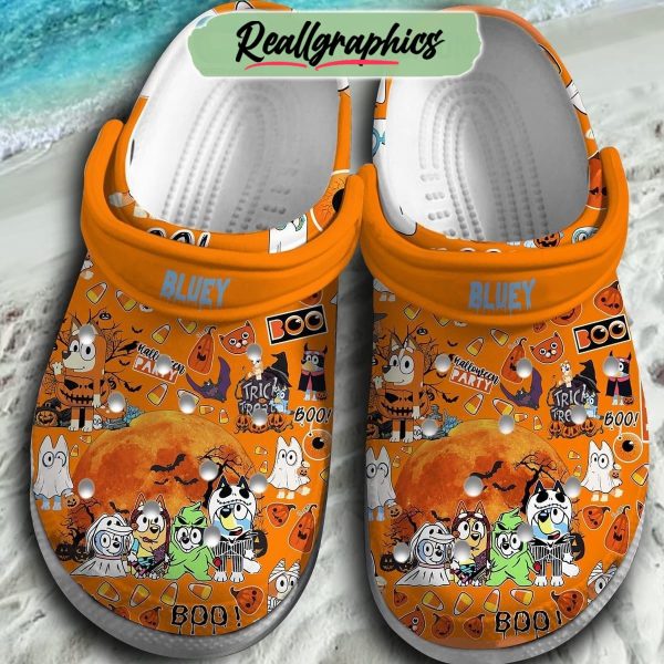 bluey halloween party trick or treat orange design 3d printed classic crocs