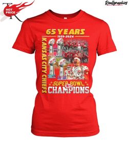 65 years 1959 - 2024 kansas city chiefs 4 x super bowl champions unisex shirt