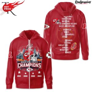 afc champions kansas city chiefs 4 times hoodie - red