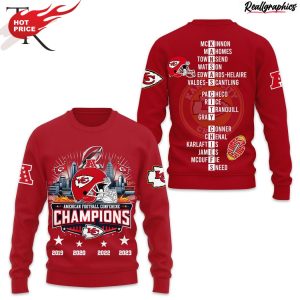 afc champions kansas city chiefs 4 times hoodie - red