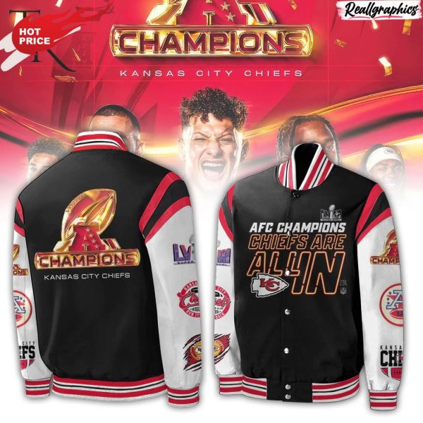 afc champions kansas city chiefs are all in super bowl lviii baseball jacket