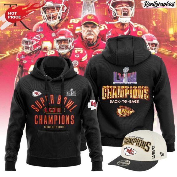 back to back 2023 - 2024 super bowl lviii champions kansas city chiefs all over print hoodie