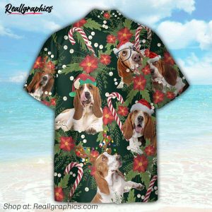 basset hound christmas red flower hawaiian shirt