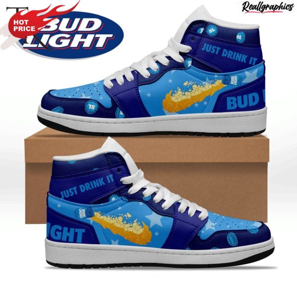 bud light just drink it air jordan 1 hightop sneaker boots
