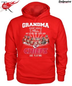 grandma doesn't usually yell but when she does her chiefs are playing unisex shirt