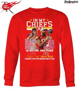 in my chiefs era taylor swift and travis kelce thanks for the memorable year unisex shirt