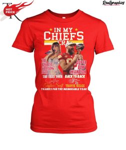 in my chiefs era taylor swift and travis kelce thanks for the memorable year unisex shirt