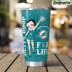 miami dolphins & betty boop stainless steel tumbler