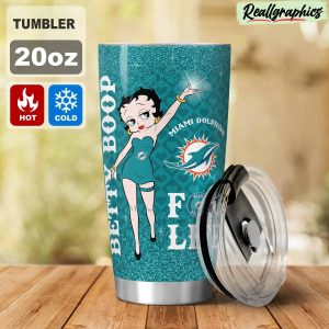 miami dolphins & betty boop stainless steel tumbler