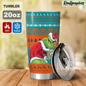 miami dolphins grinch christmas stainless steel tumbler