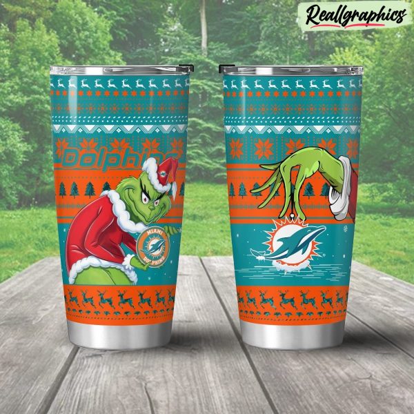 miami dolphins grinch christmas stainless steel tumbler