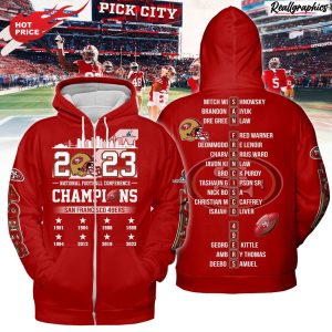 nfc champions san francisco 49ers 8 times hoodie - red