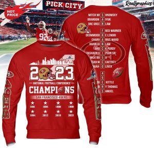 nfc champions san francisco 49ers 8 times hoodie - red