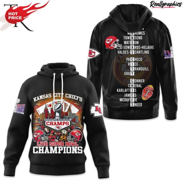 nfl kansas city chiefs super bowl lviii champions black hoodie