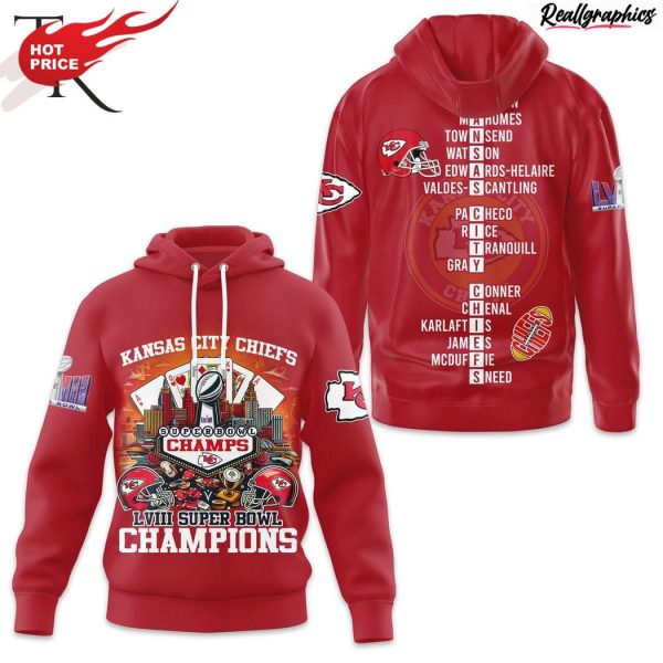 nfl kansas city chiefs super bowl lviii champions red hoodie