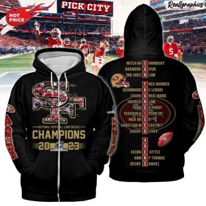 nfl san francisco 49ers nfc champions 2023 hoodie - black