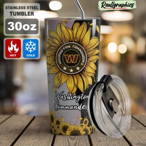washington commanders sunflowers stainless steel tumbler