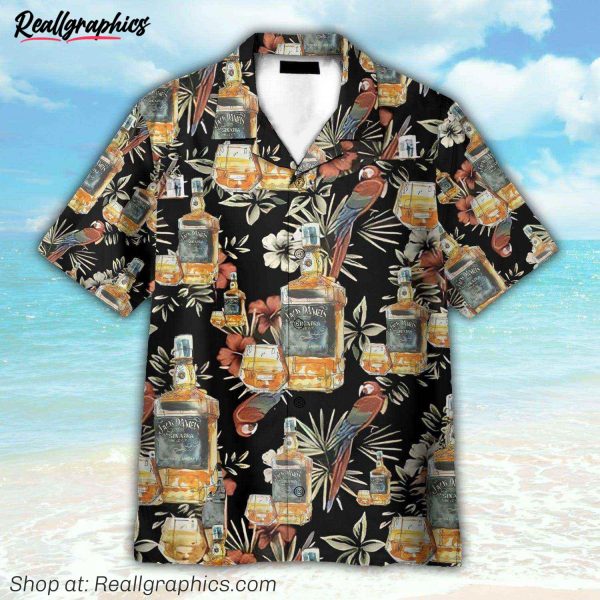 wine drinking lover black tropical hawaiian shirt