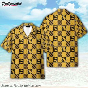 wizard and witch hufflepuff house cosplay costume hawaiian shirt
