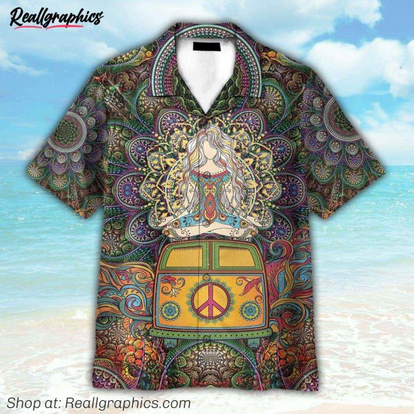 world of hippie and yoga hawaiian shirt