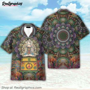 world of hippie and yoga hawaiian shirt