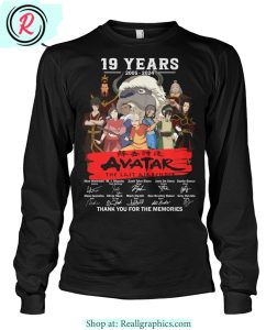 19 years 2005 - 2024 avatar the last airbender thank you for the memories unisex shirt