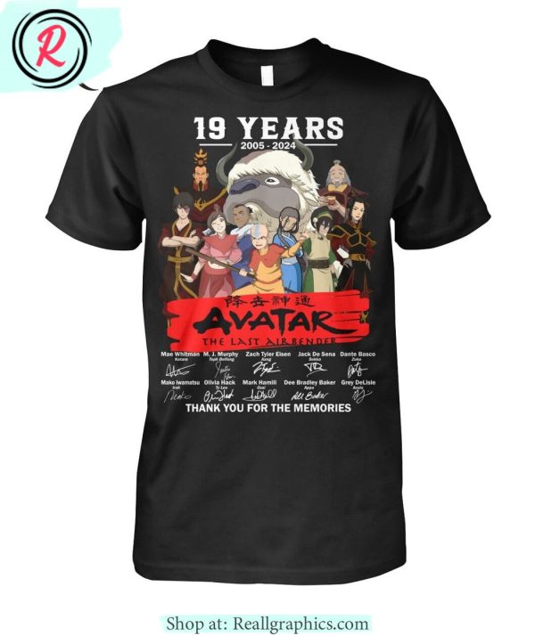 19 years 2005 - 2024 avatar the last airbender thank you for the memories unisex shirt