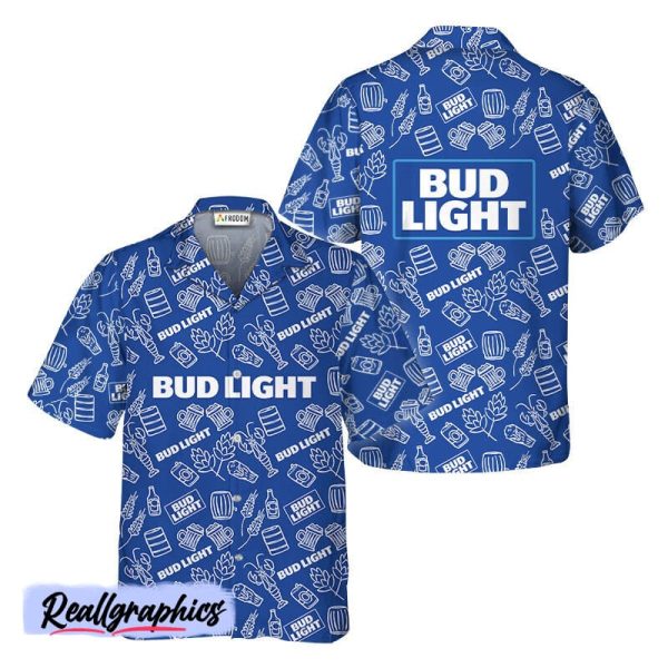 bud light doodle art hawaiian shirt