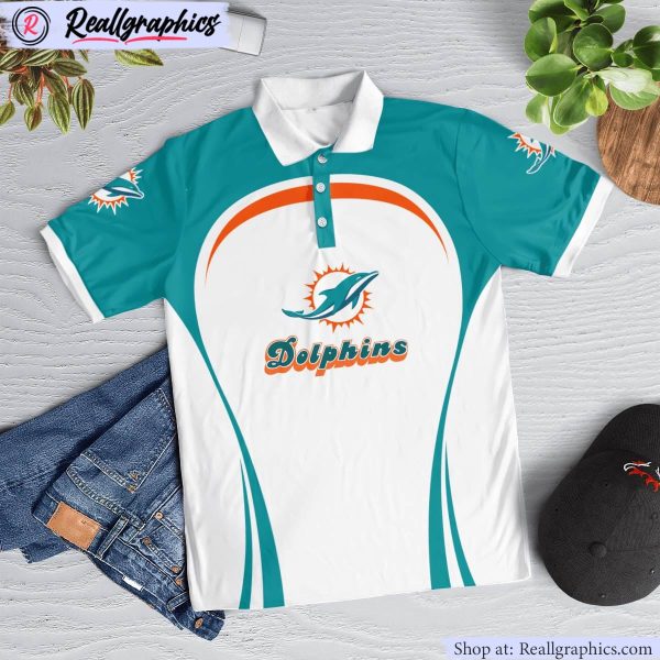 miami dolphins curve casual polo shirt, miami dolphins fan shirt