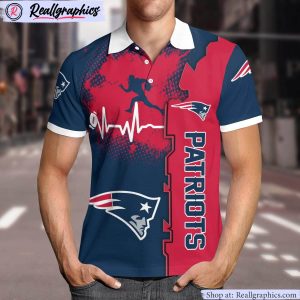 new england patriots heartbeat polo shirt, new england patriots unique gifts