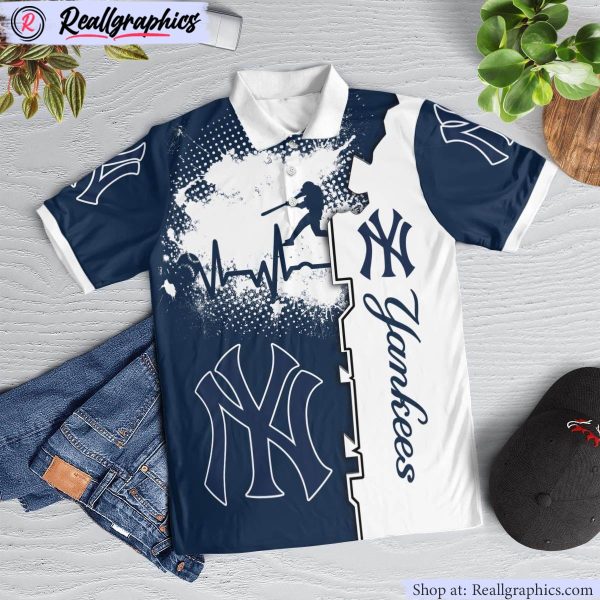 new york yankees heartbeat polo shirt, new york yankees shirt