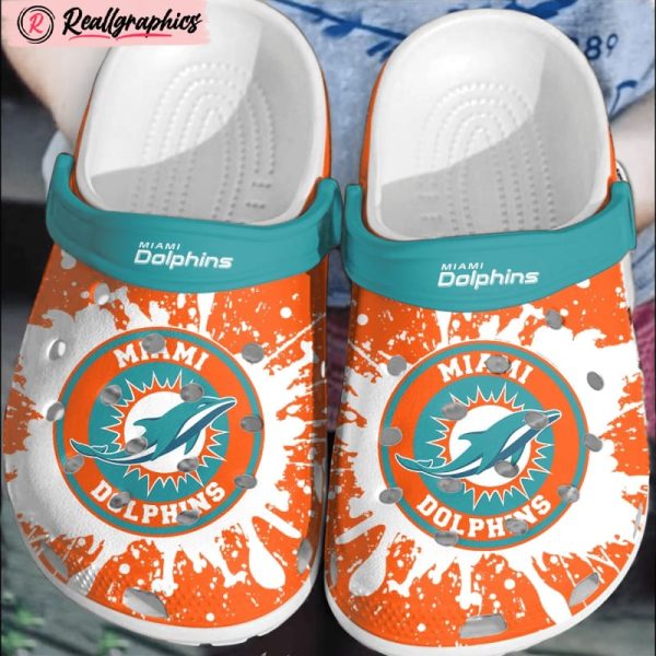 nfl miami dolphins football comfortable clogs crocband shoes for men women, dolphins gear