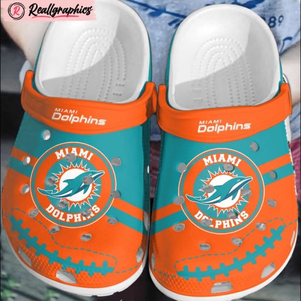 nfl miami dolphins football comfortable clogs shoes crocband for men women, miami dolphins gear