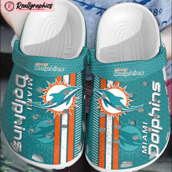nfl miami dolphins football comfortable shoes clogs crocband for men women, miami dolphins shoes
