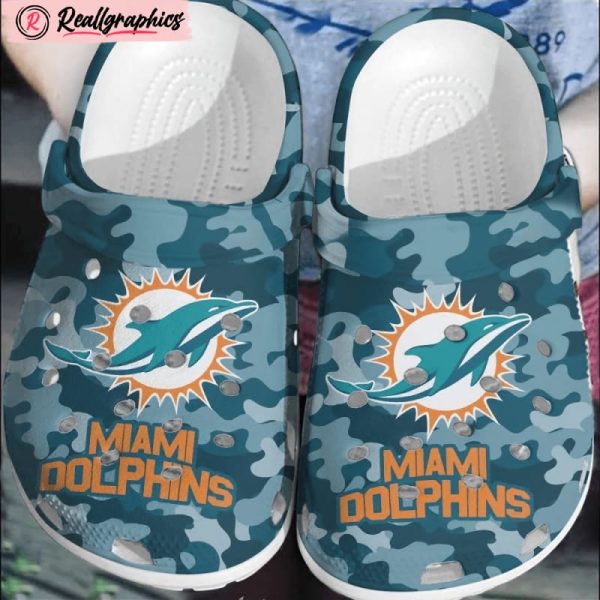 nfl miami dolphins football crocs crocband clogs comfortable shoes for men women, dolphins gifts for fans